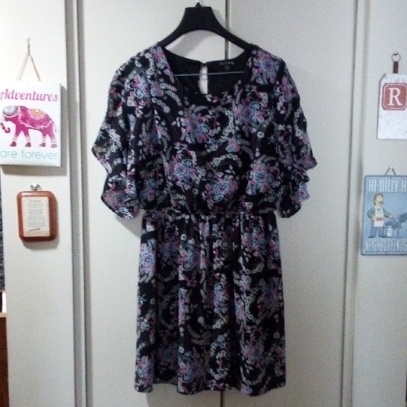 As U Wish Dresses & Skirts - Floral Black Dress